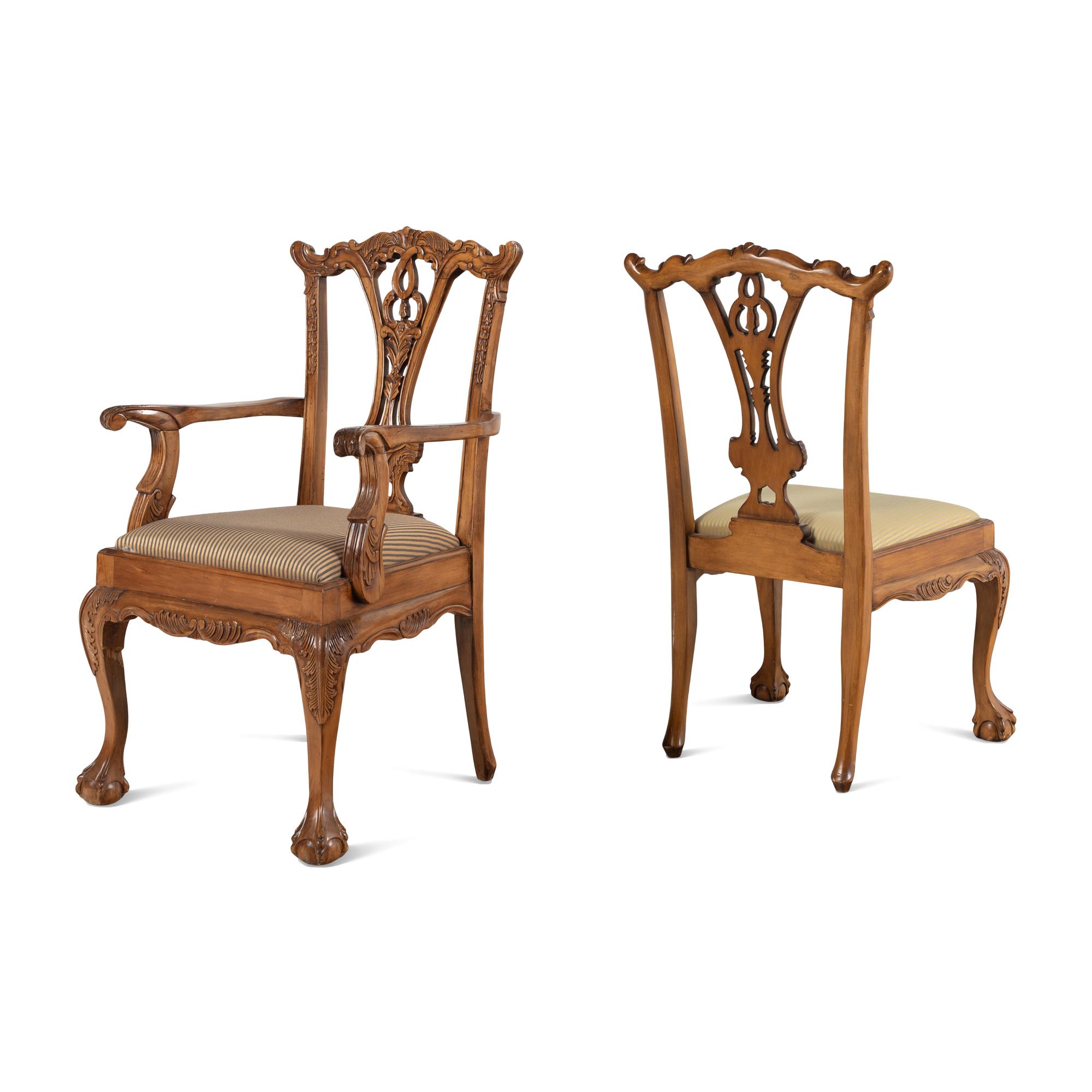 Two George III Style Cherry Wood Chairs