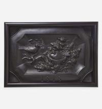 A Wedgwood "Nesting Birds" Black Basalt Plaque UK, 1923