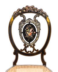 Five Victorian Lacquer and Mother-of-Pearl Inlaid Side Chairs