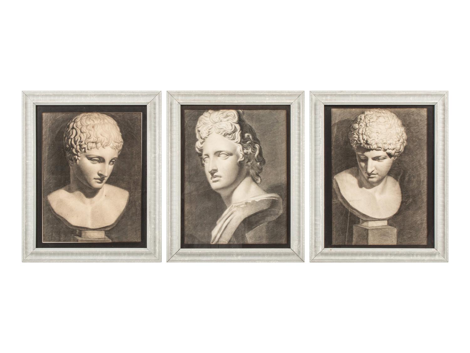 A Group of Three Framed Portrait Medallions