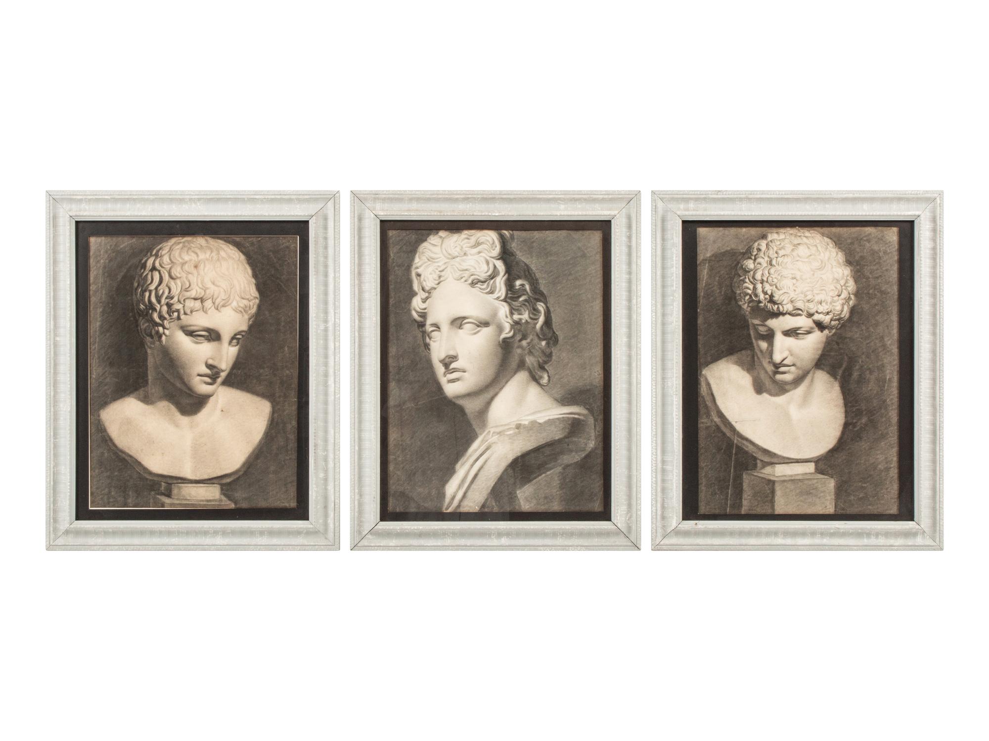 A Group of Three Framed Portrait Medallions