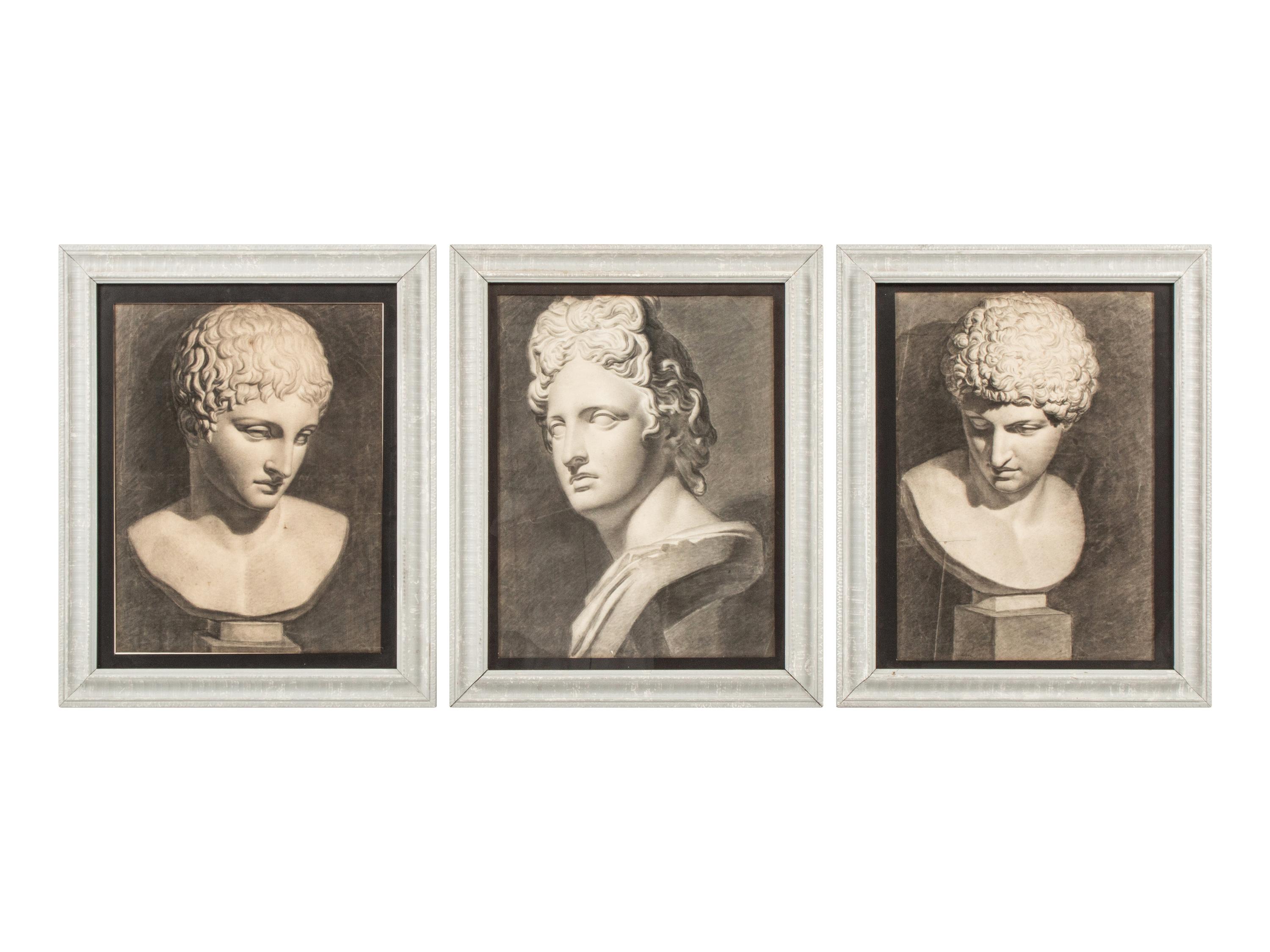 A Group of Three Framed Portrait Medallions