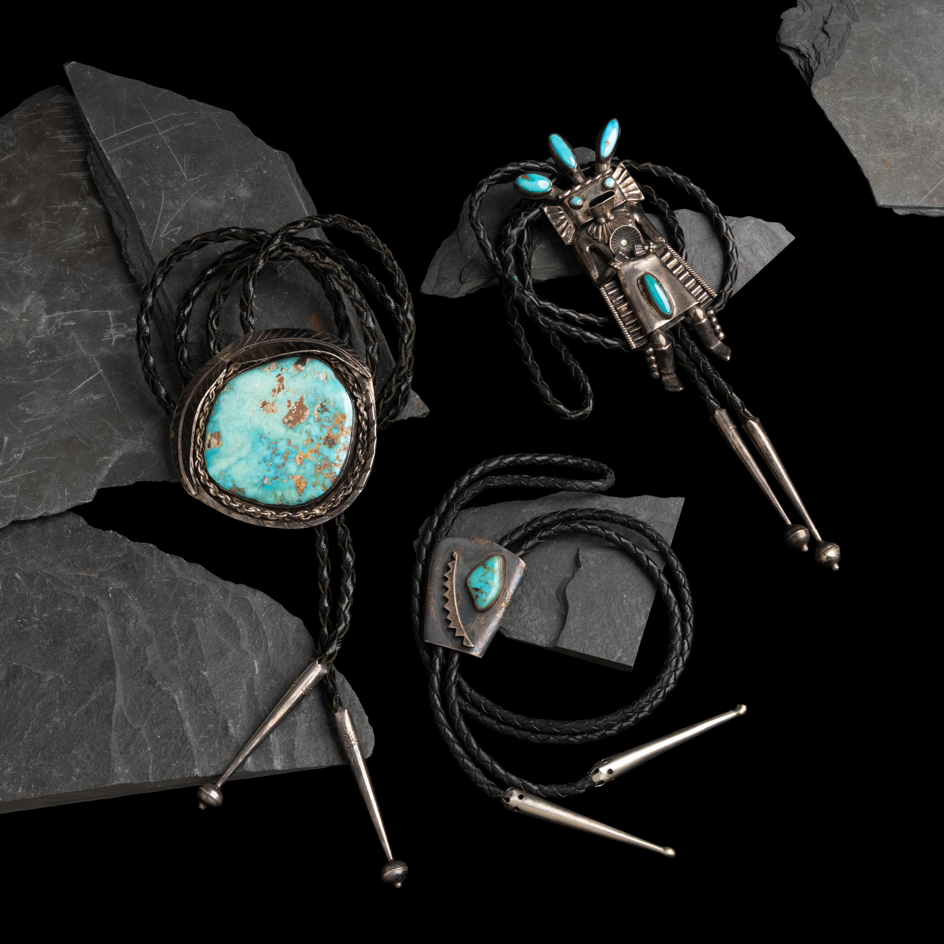 Navajo Silver and Turquoise Bolo Ties