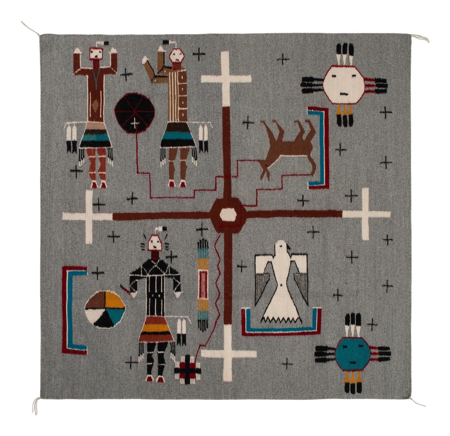 Navajo Pictorial Weaving, Coyote Stealing Light