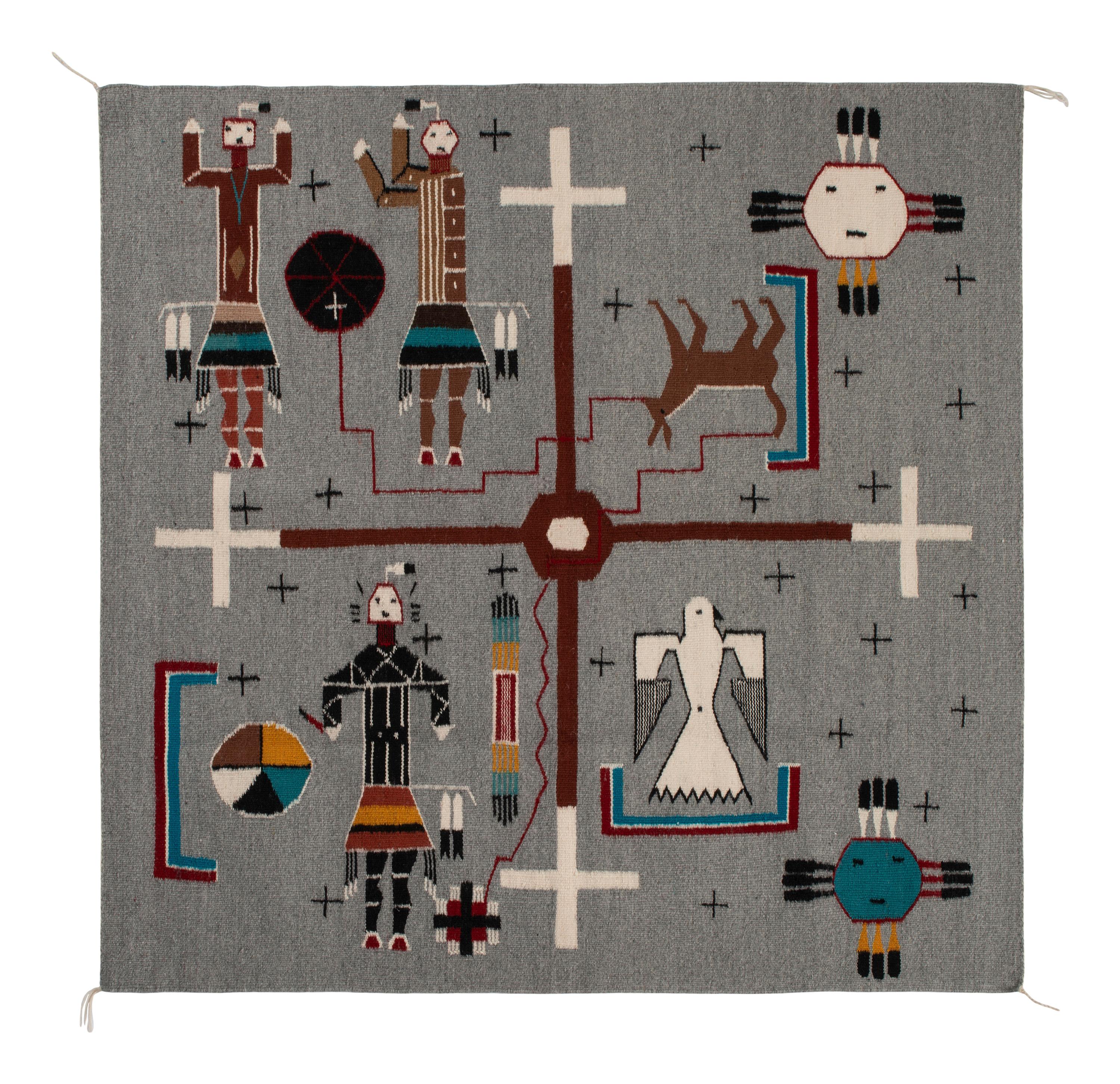 Navajo Pictorial Weaving, Coyote Stealing Light