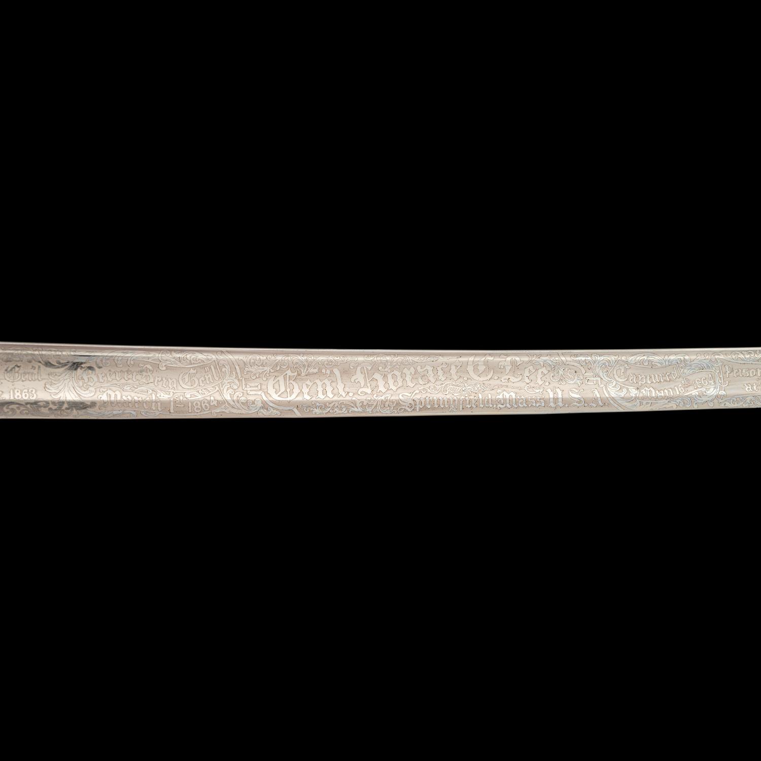 Exceptional Etched Blade Ames US Model 1850 Foot Officer Sword Presented to Colonel (General) Horace Lee & CDV - Published in Thillmann's Civil War Army Swords