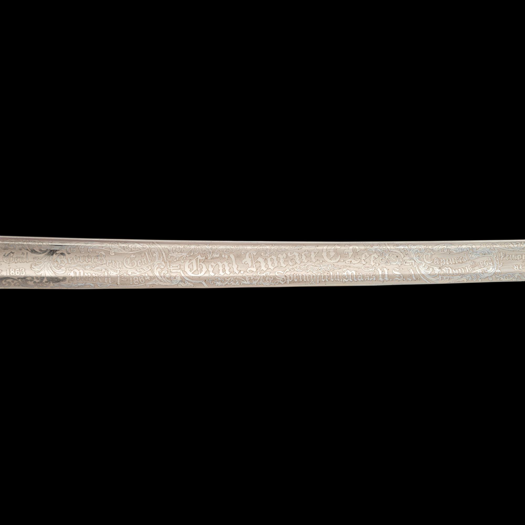 Exceptional Etched Blade Ames US Model 1850 Foot Officer Sword Presented to Colonel (General) Horace Lee & CDV - Published in Thillmann's Civil War Army Swords