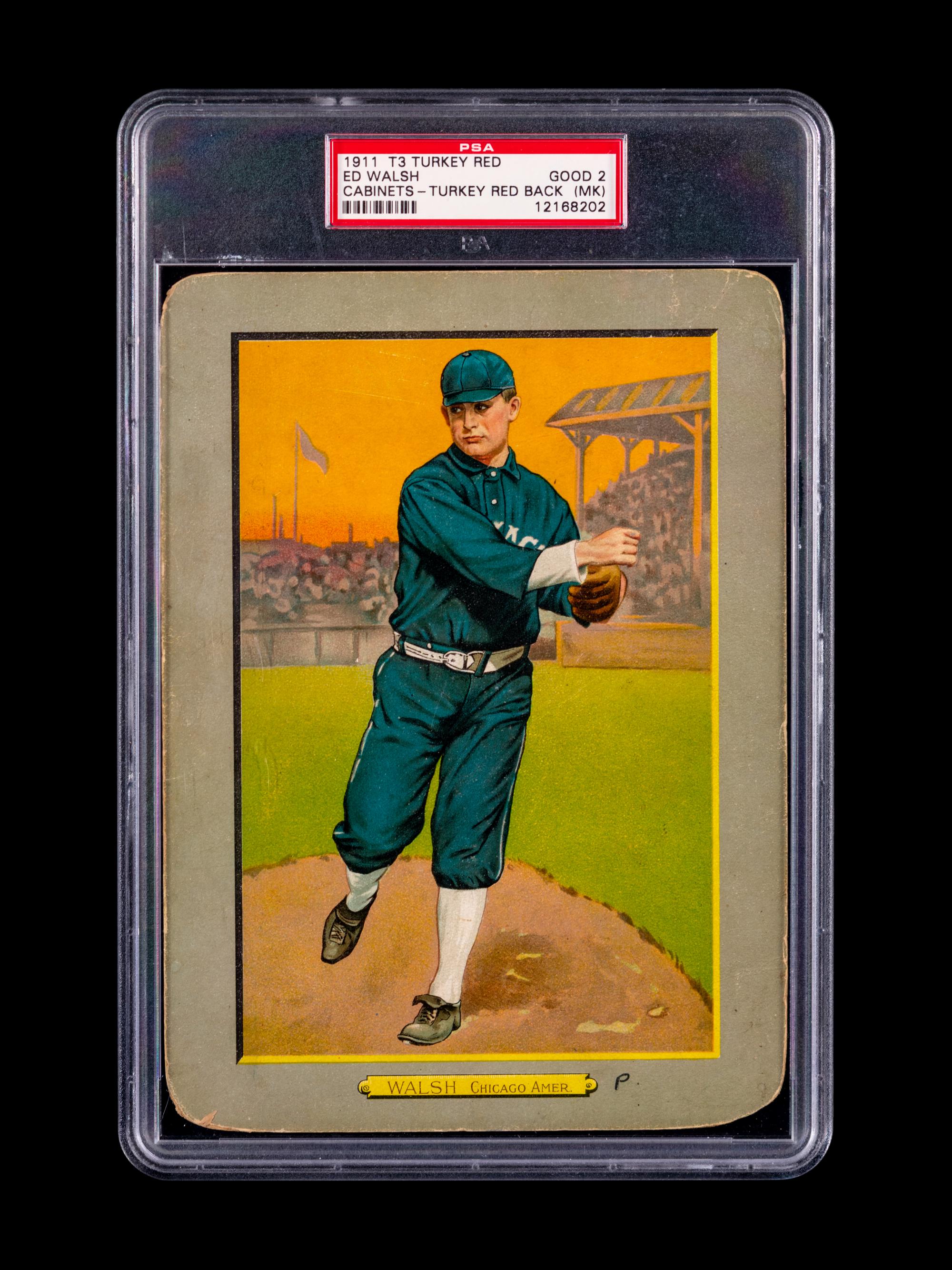 A 1911 T3 Turkey Red Ed Walsh Cabinet Turkey Red Baseball Card (PSA GOOD 2 MK)