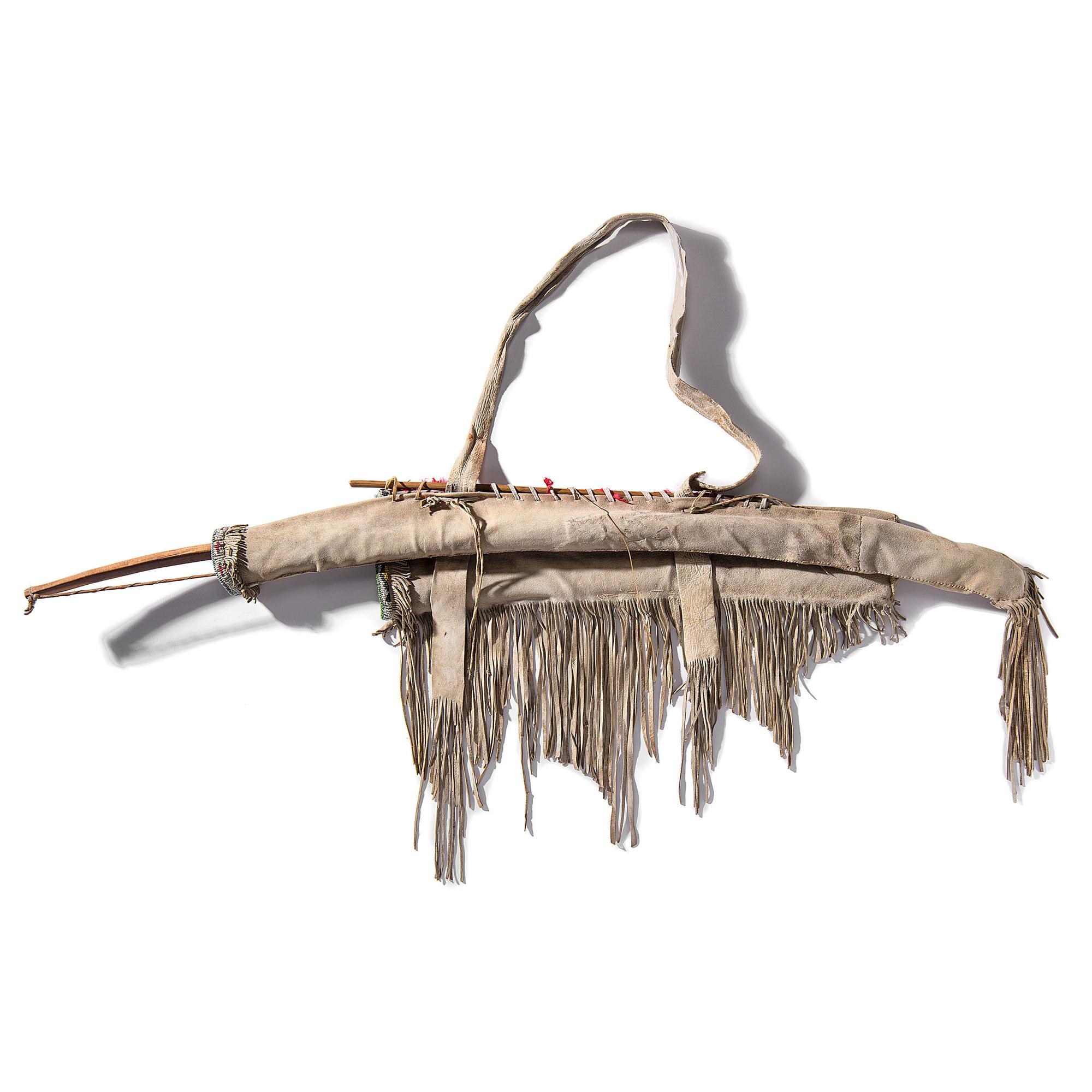 Sioux Beaded Hide Bowcase and Quiver, with Bow