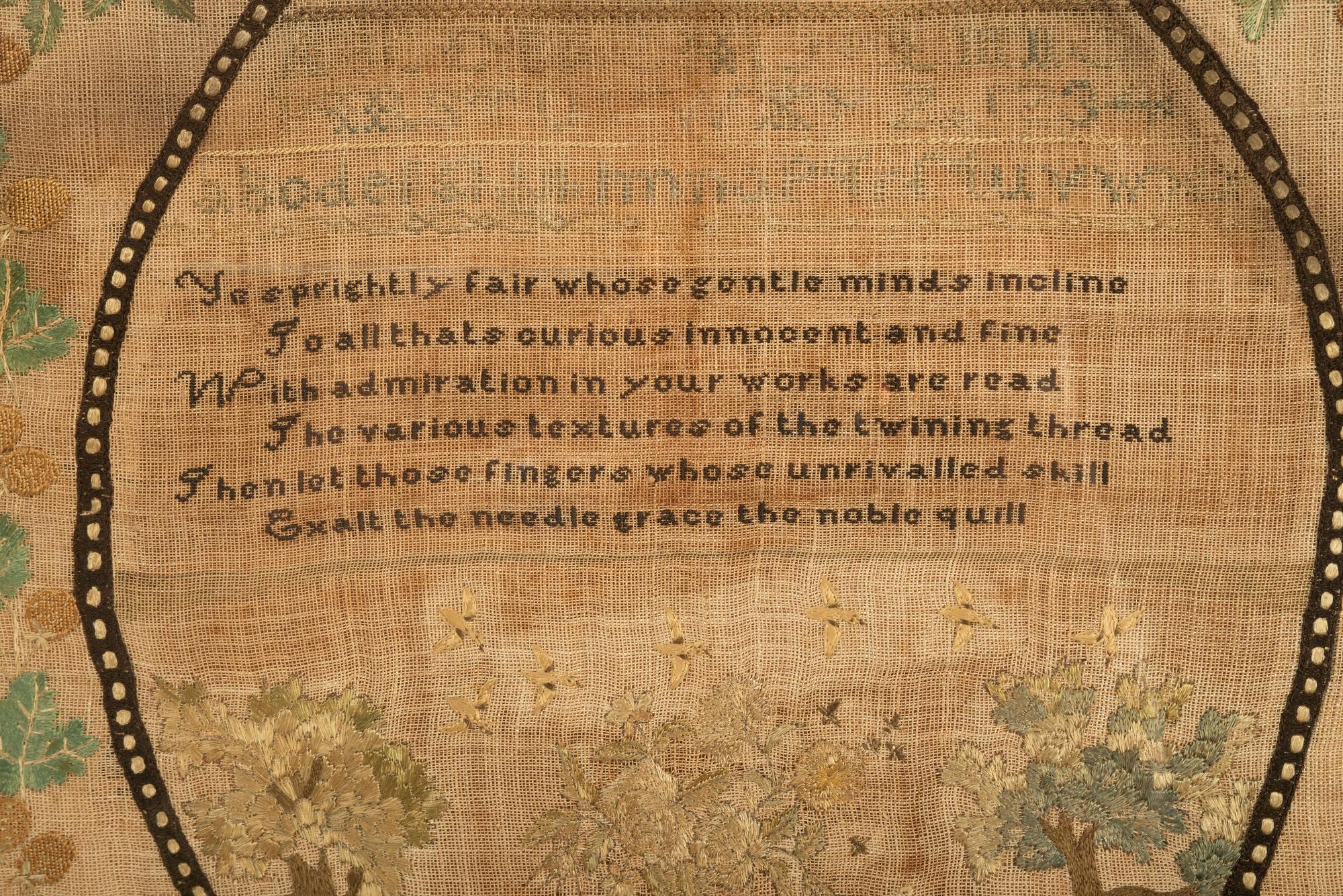 A Needlework Embroidered Sampler, Wrought by Sophia Carter