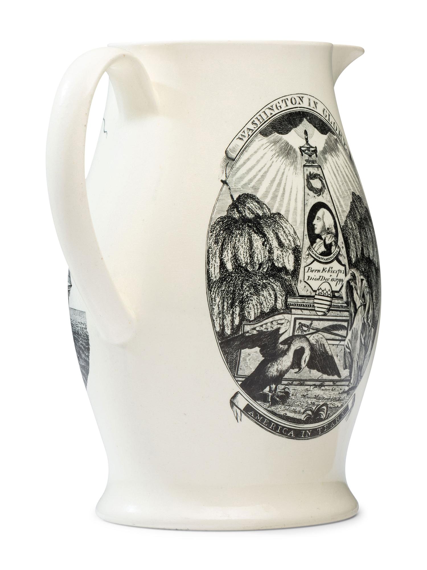 A Liverpool Creamware 'Washington in Glory, America in Tears' Pitcher
