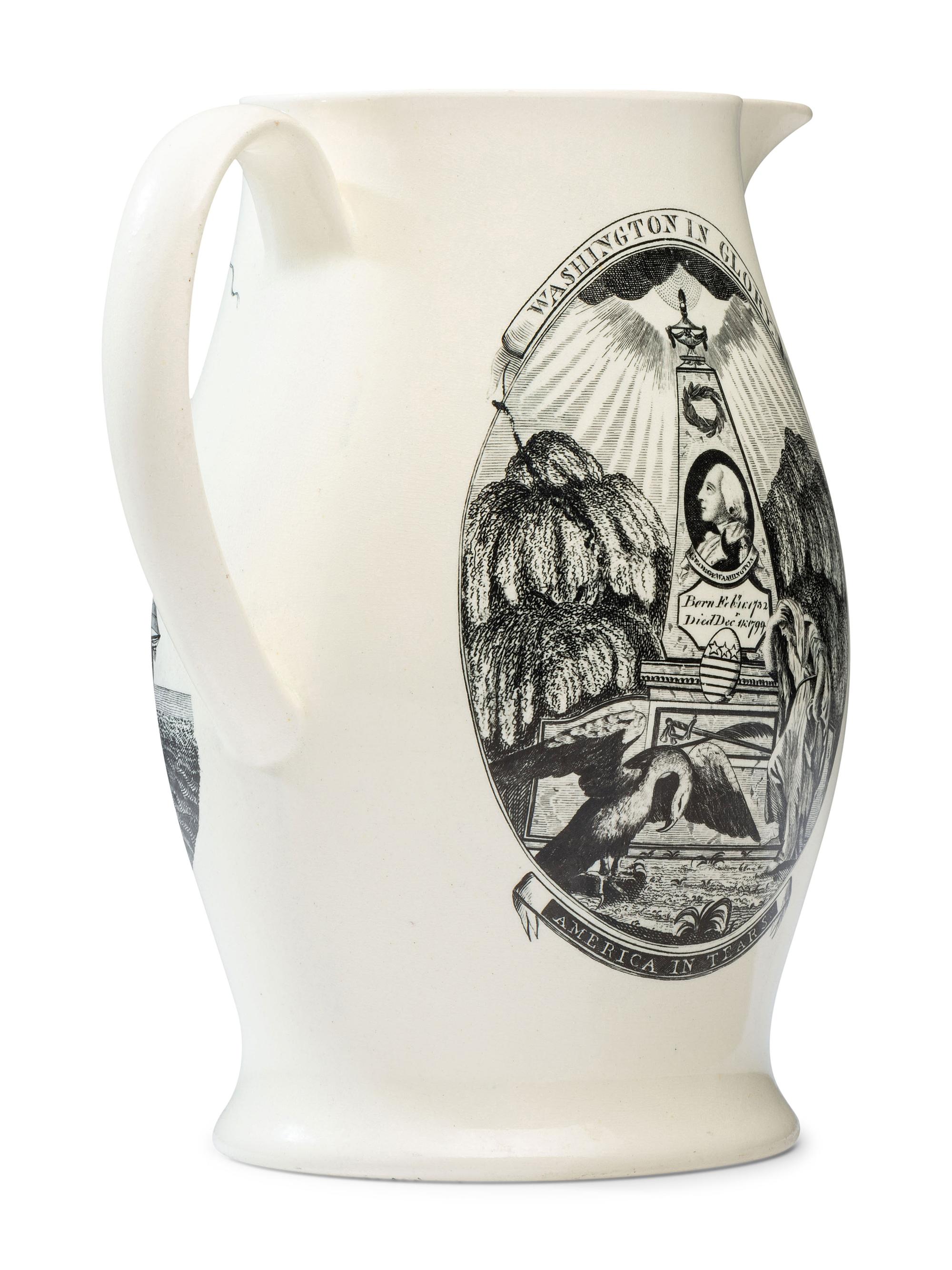 A Liverpool Creamware 'Washington in Glory, America in Tears' Pitcher