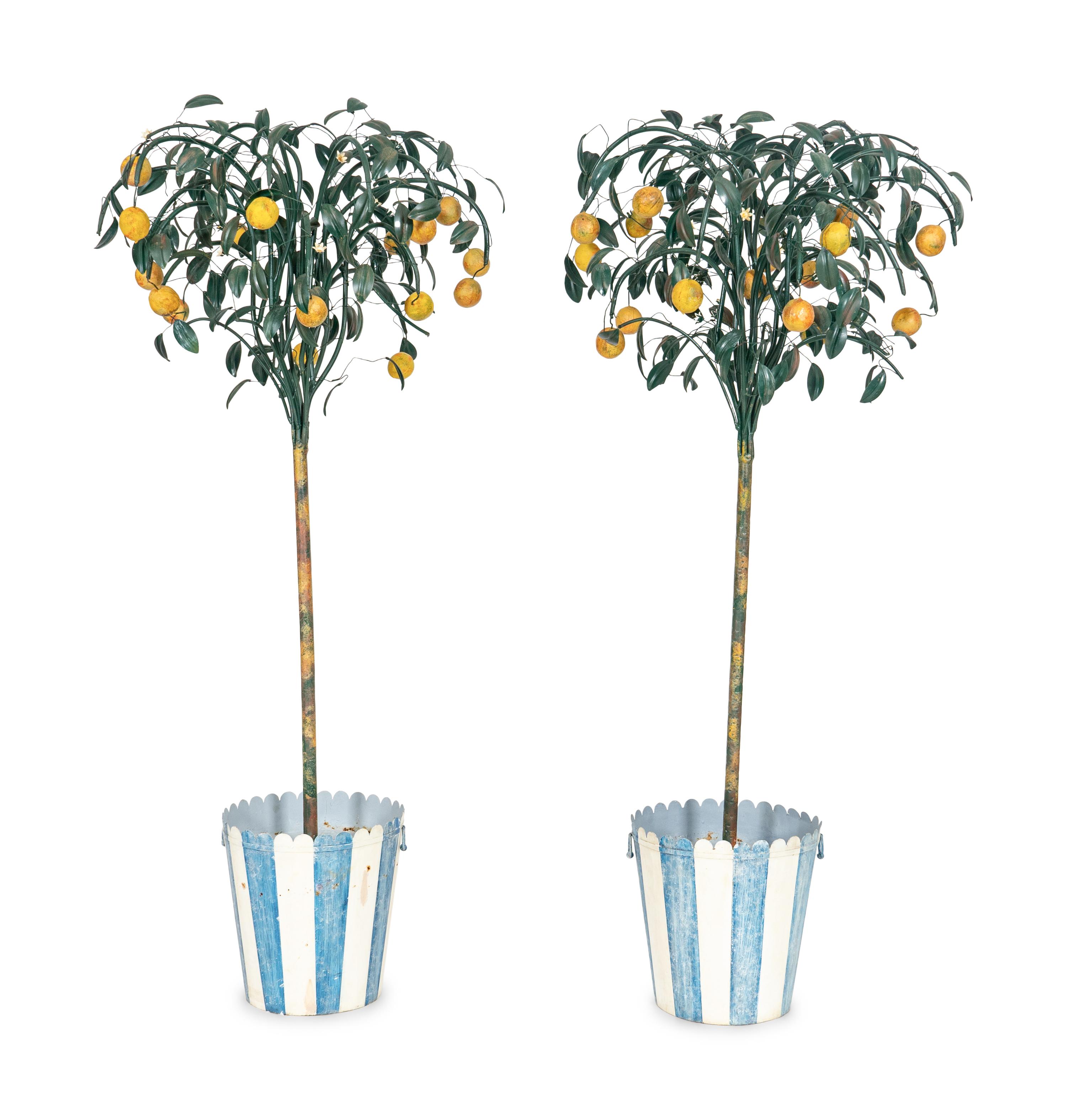 A Pair of Tole Peinte Models of Lemon Trees
