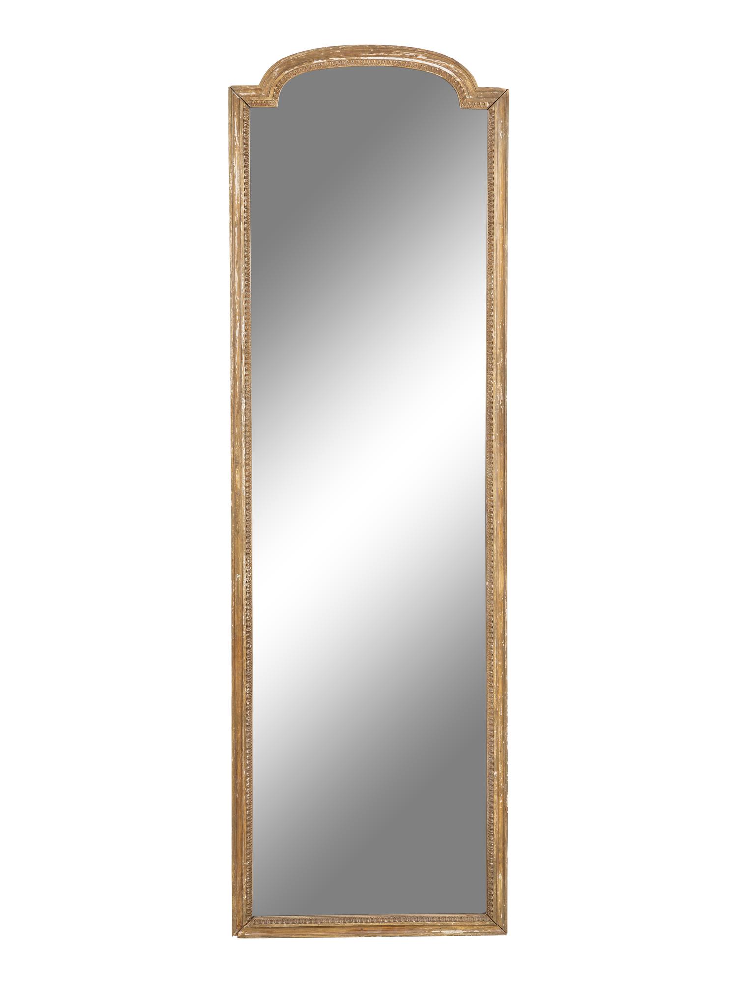 A Louis XVI Style Carved and Gray Painted Pier Mirror