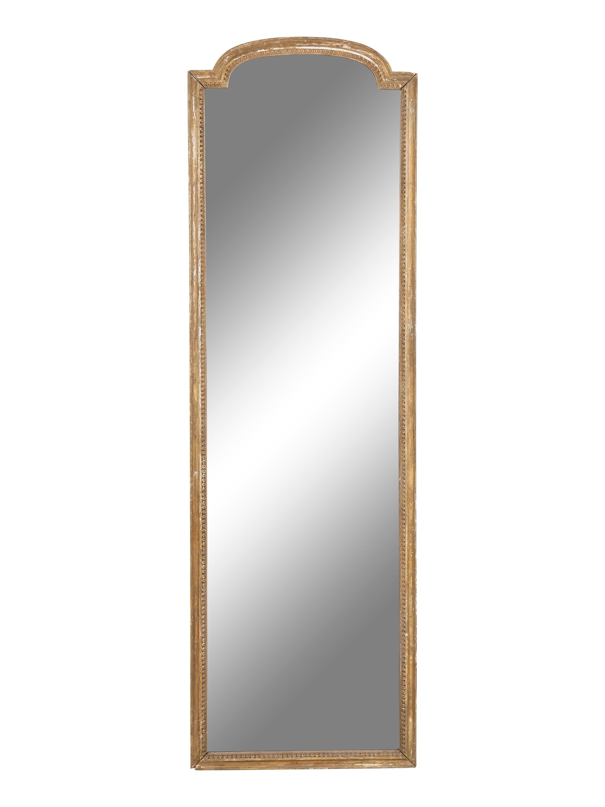 A Louis XVI Style Carved and Gray Painted Pier Mirror