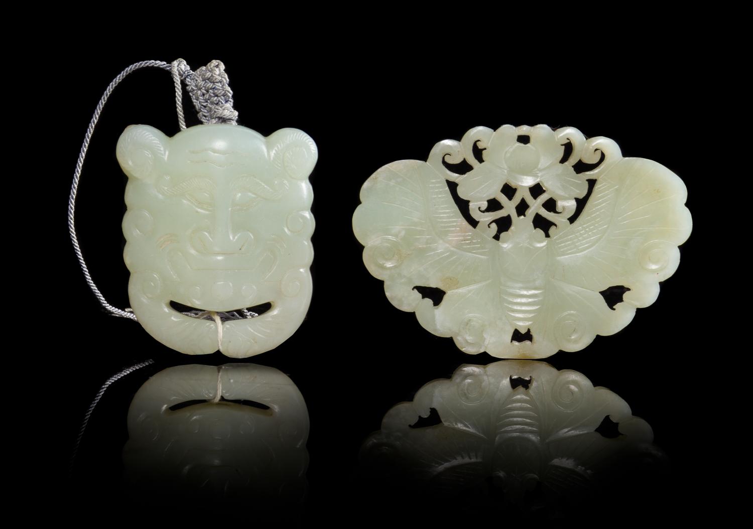 Two Celadon Jade Plaques Length of larger 3 1/4 inches. — 19TH-20TH CENTURY