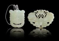 Two Celadon Jade Plaques Length of larger 3 1/4 inches. — 19TH-20TH CENTURY