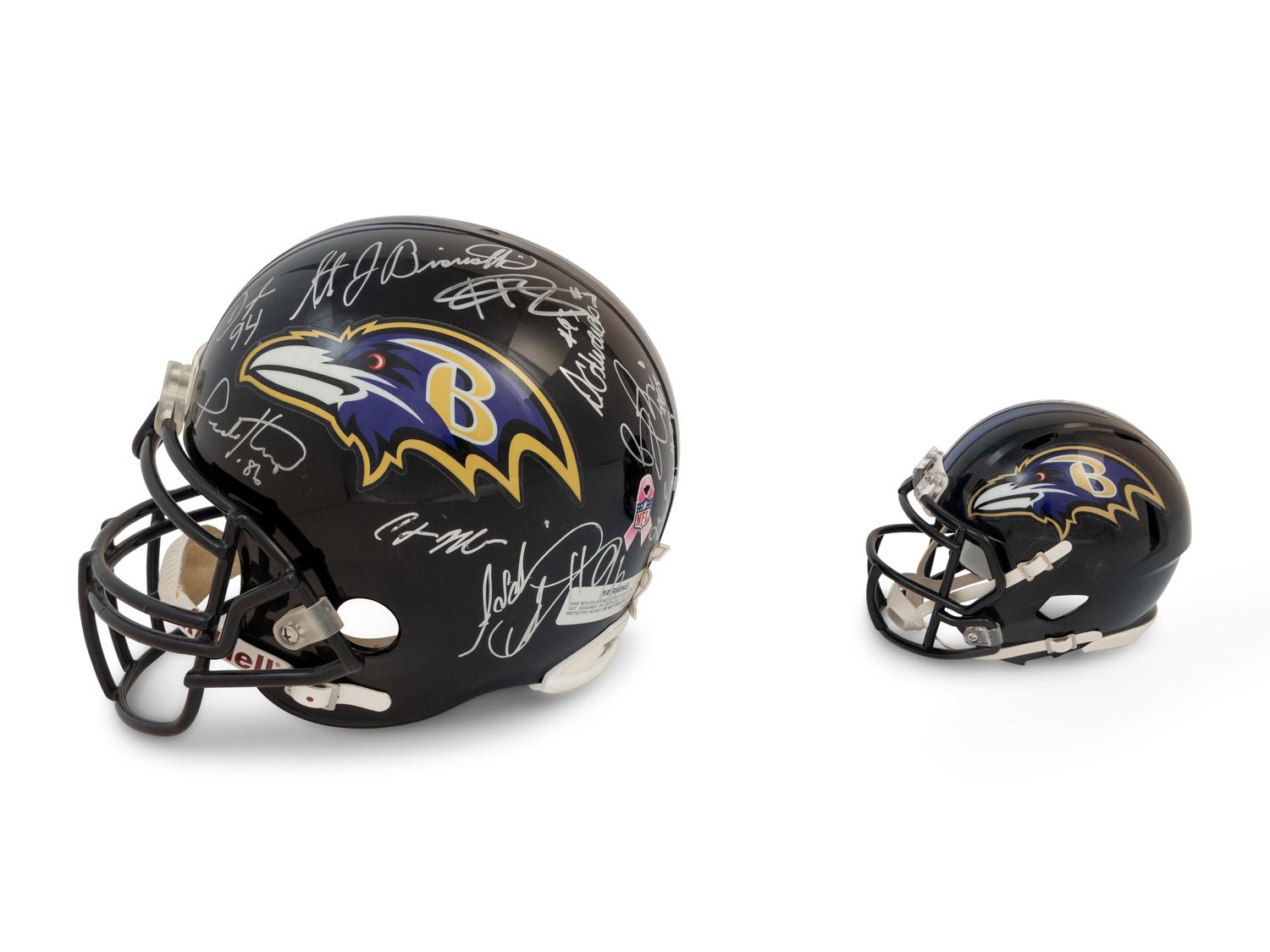 A Group of Baltimore Ravens Signed Autograph Items Including Ed Reed