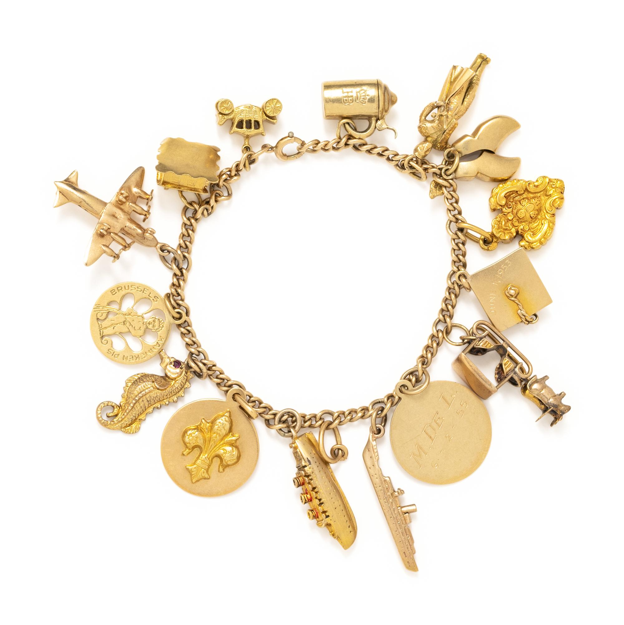 YELLOW GOLD CHARM BRACELET