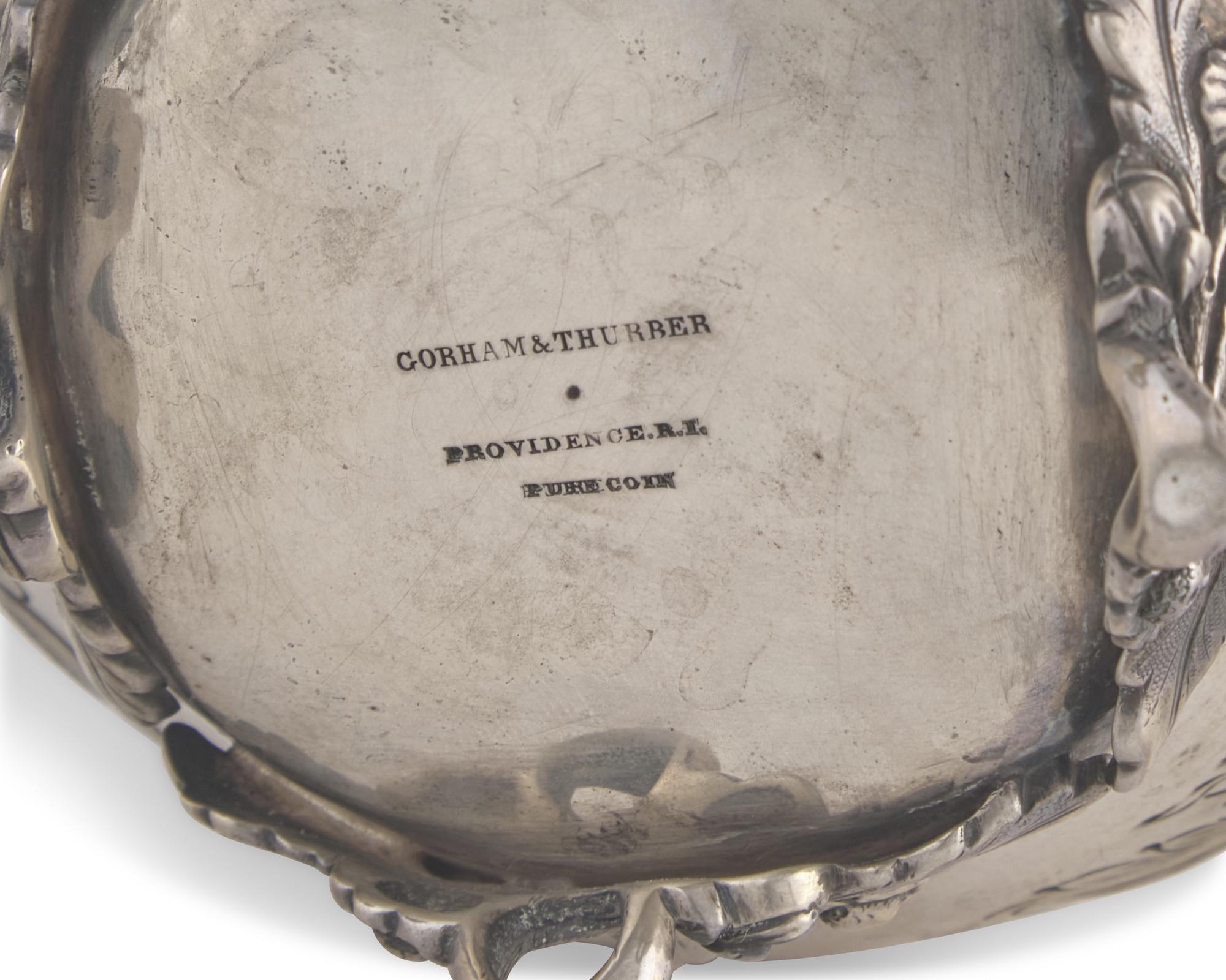 A Coin Silver Floral Repousse Covered Milk Jug and Covered Sugar Dish, Gorham Thurber (active 1850-1852), Providence, RI, 1850-1852