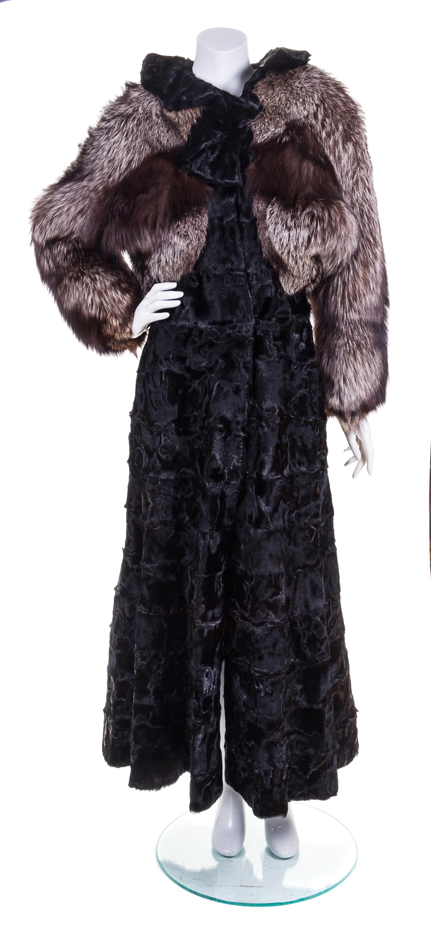 A Zandra Rhodes Broadtail and Fox Fur Coat,