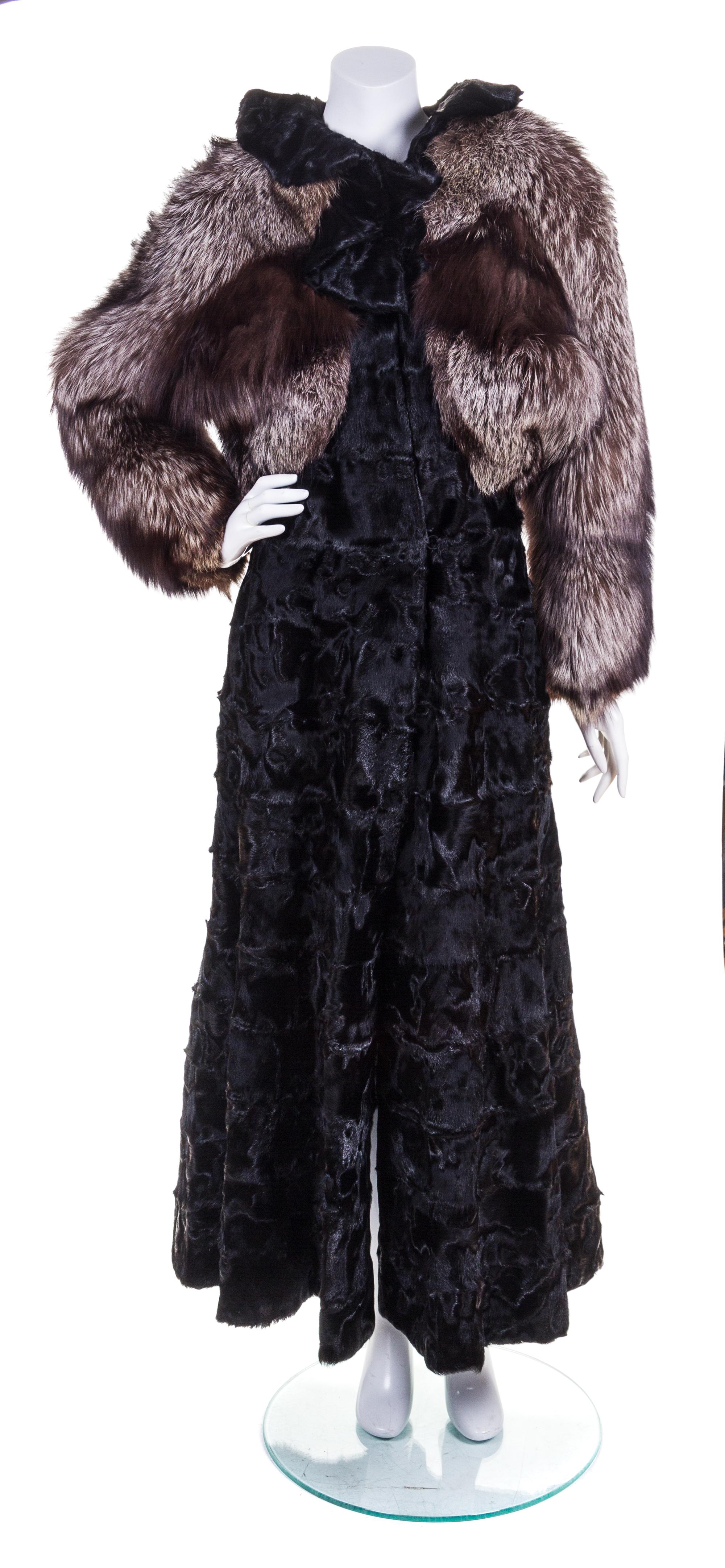 A Zandra Rhodes Broadtail and Fox Fur Coat,