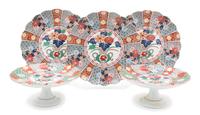 Five Pieces of Japanese Arita Imari Fan Porcelain Diameter of larger 12 inches. — 20TH CENTURY