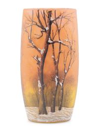 A Daum Nancy 'Winter' Enameled Glass Tumbler Vase
