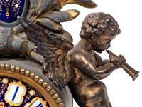 A Napoleon III Gilt Bronze and Enamel Clock Garniture