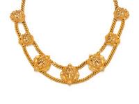 YELLOW GOLD AND DIAMOND LION HEAD NECKLACE