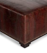 A Pair of Contemporary Faux Crocodile-Embossed Ottomans