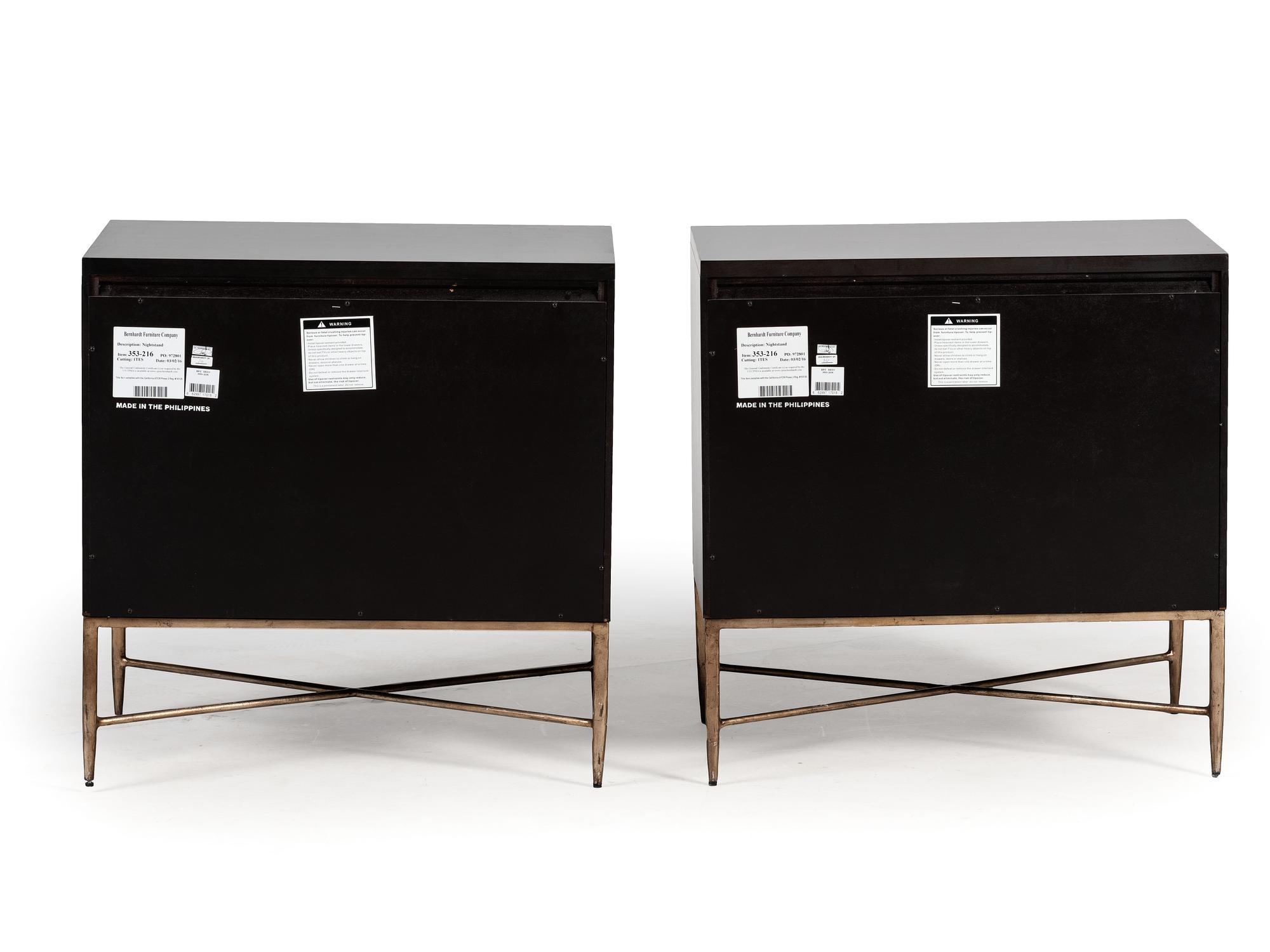 A Pair of Bernhardt Mother of Pearl Veneered Side Tables