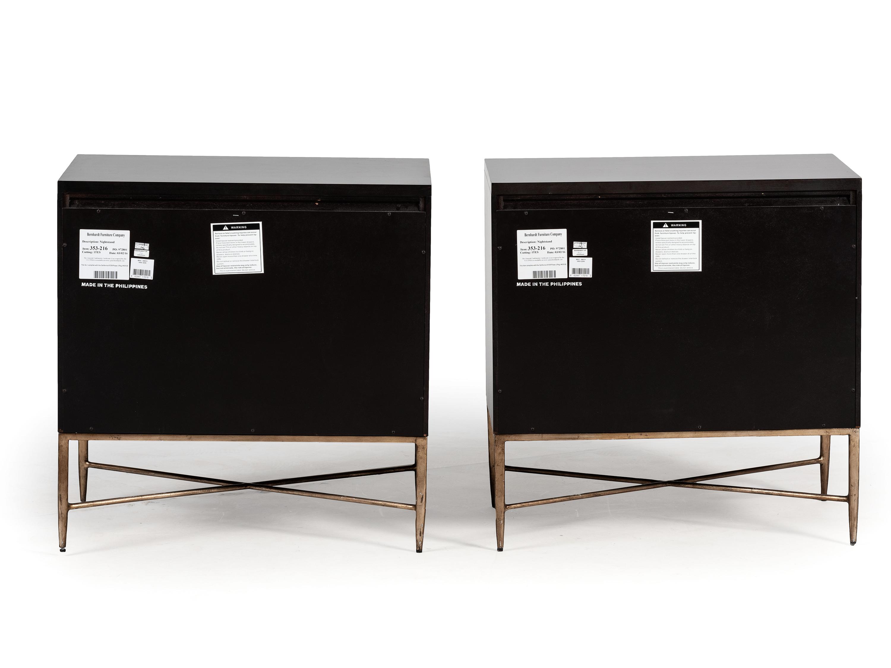 A Pair of Bernhardt Mother of Pearl Veneered Side Tables