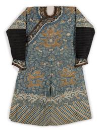 A Blue Ground Kesi Woven Silk Dragon Robe, Jifu