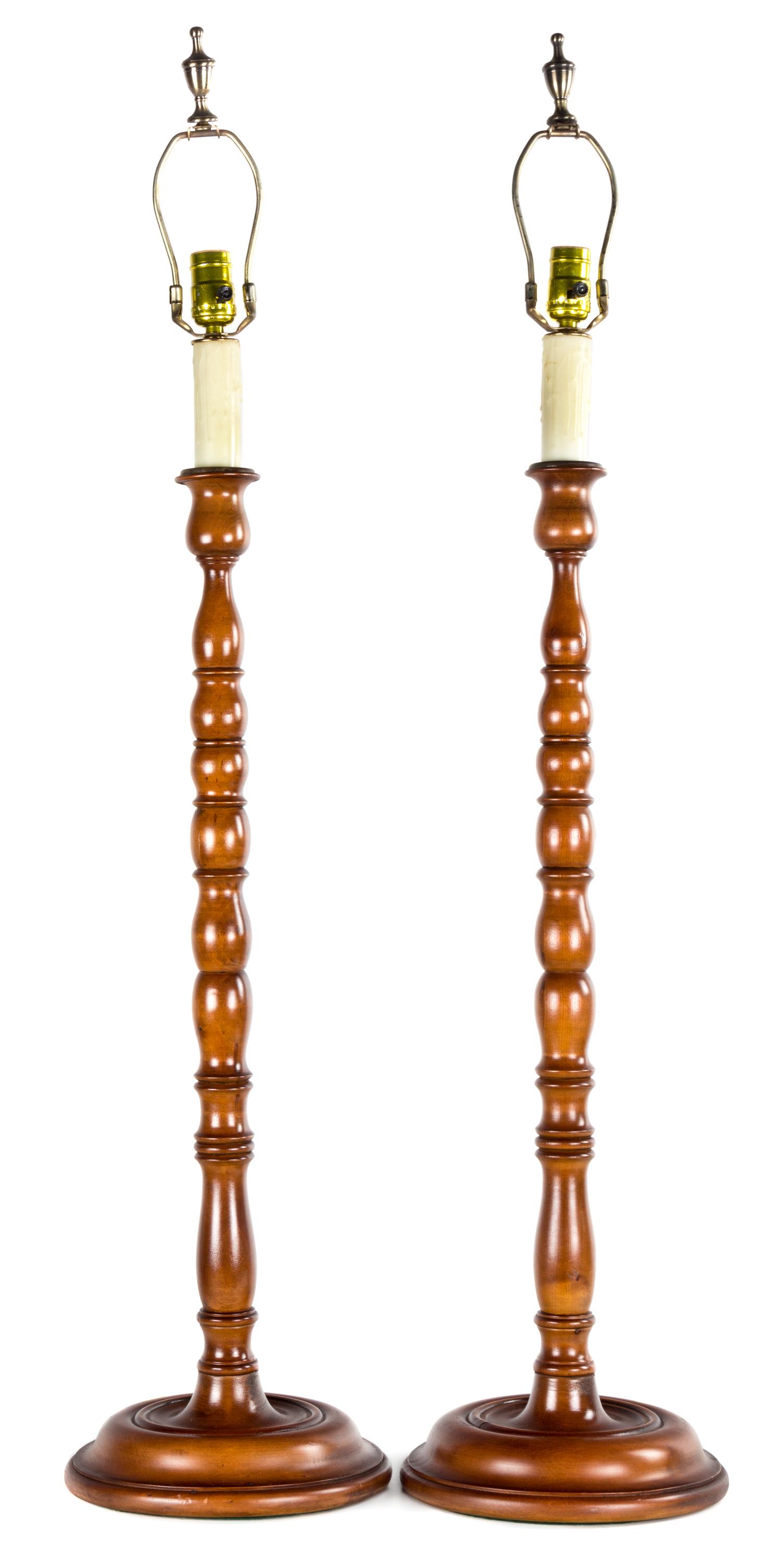 A Pair of Victorian Style Treen-Table Lamps Height 30 1/2 inches.