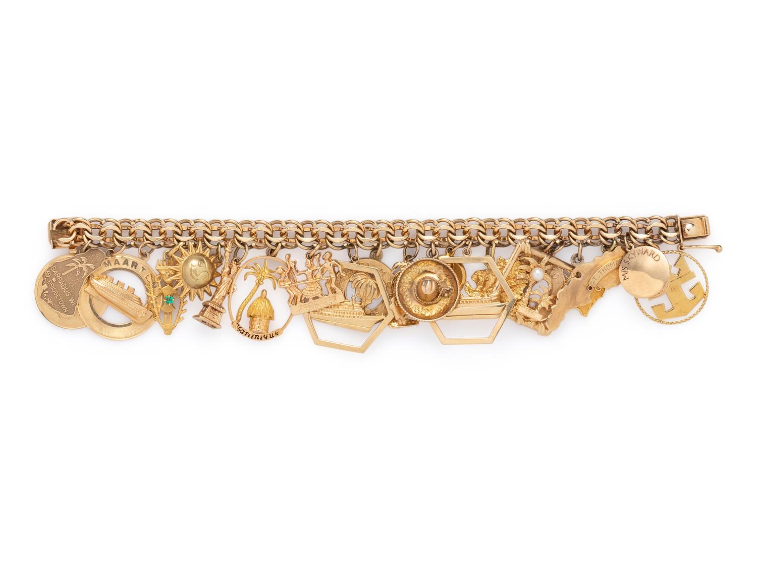 YELLOW GOLD CHARM BRACELET
