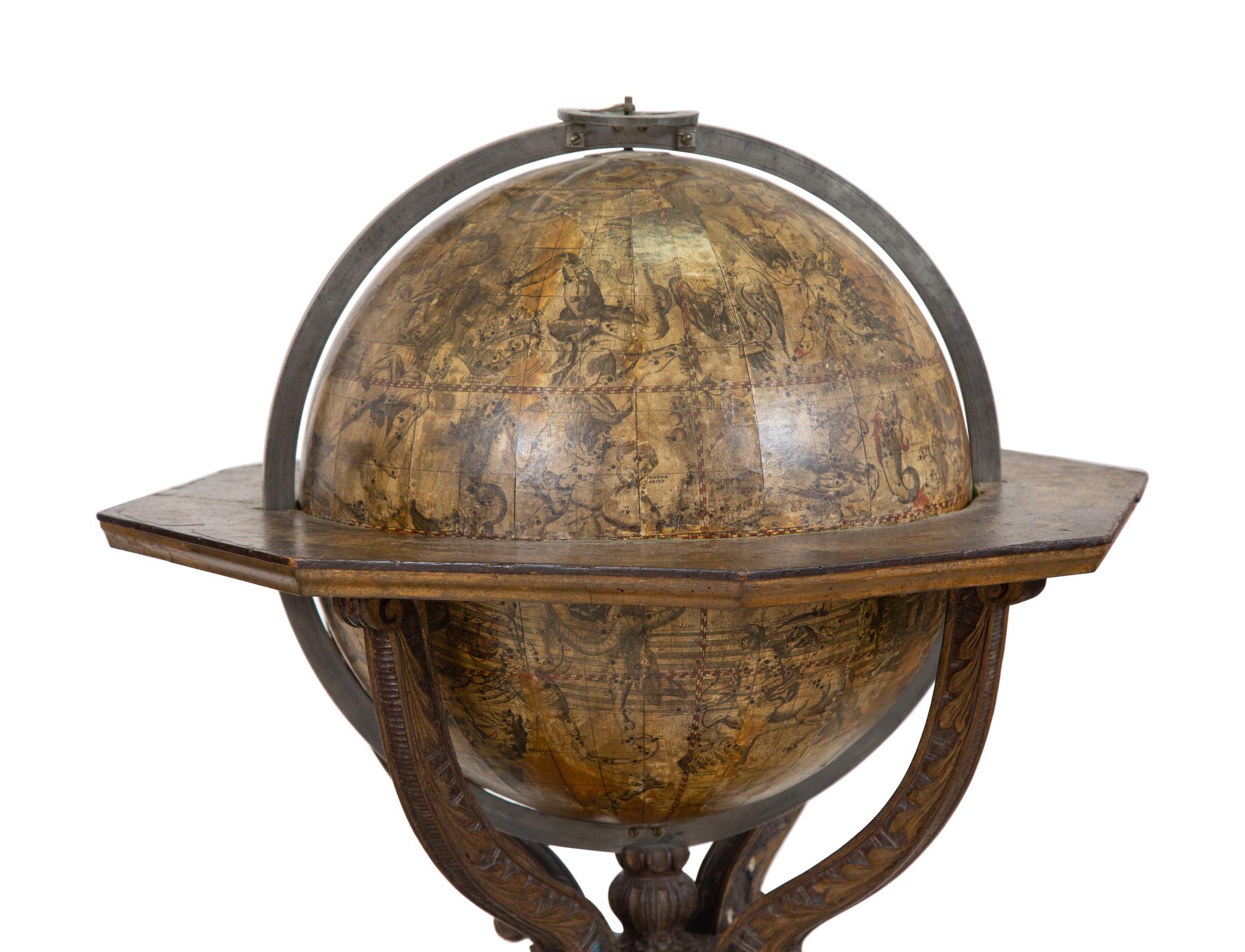 A Pair of Continental Terrestrial and Celestial 17-inch Library Globes on Stands