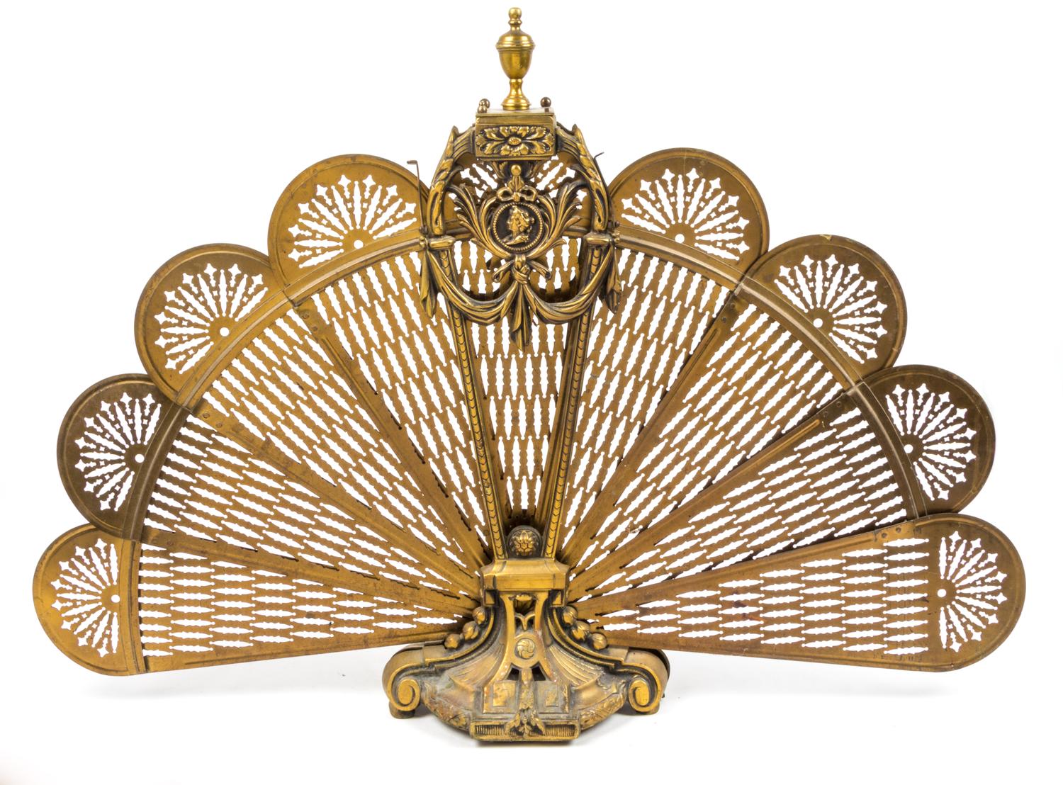A Victorian Fan Form Fire Screen Height 27 inches. — 19TH CENTURY