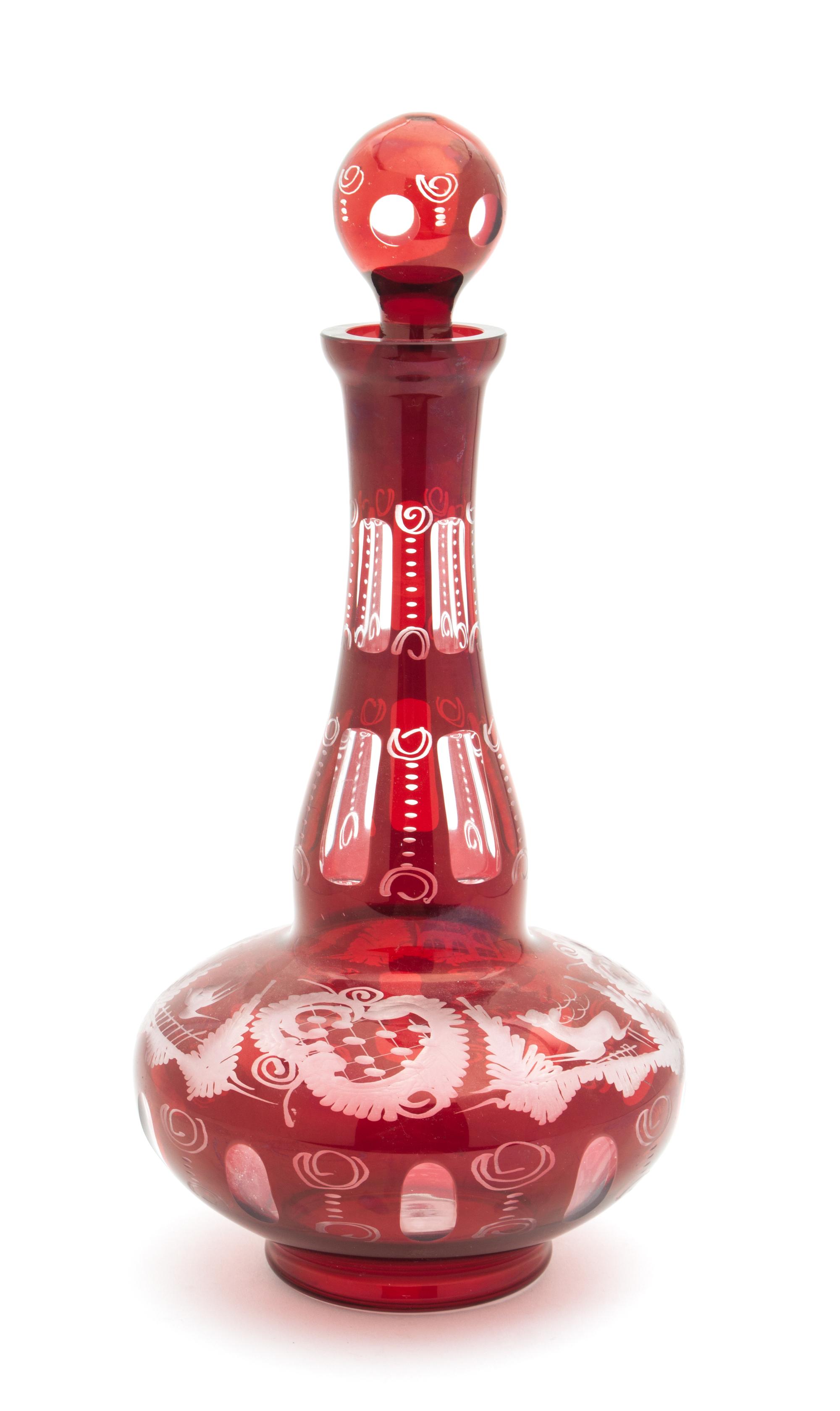 A Bohemian Cut to Clear Decanter Height 14 1/4 inches. — SECOND HALF 20TH CENTURY