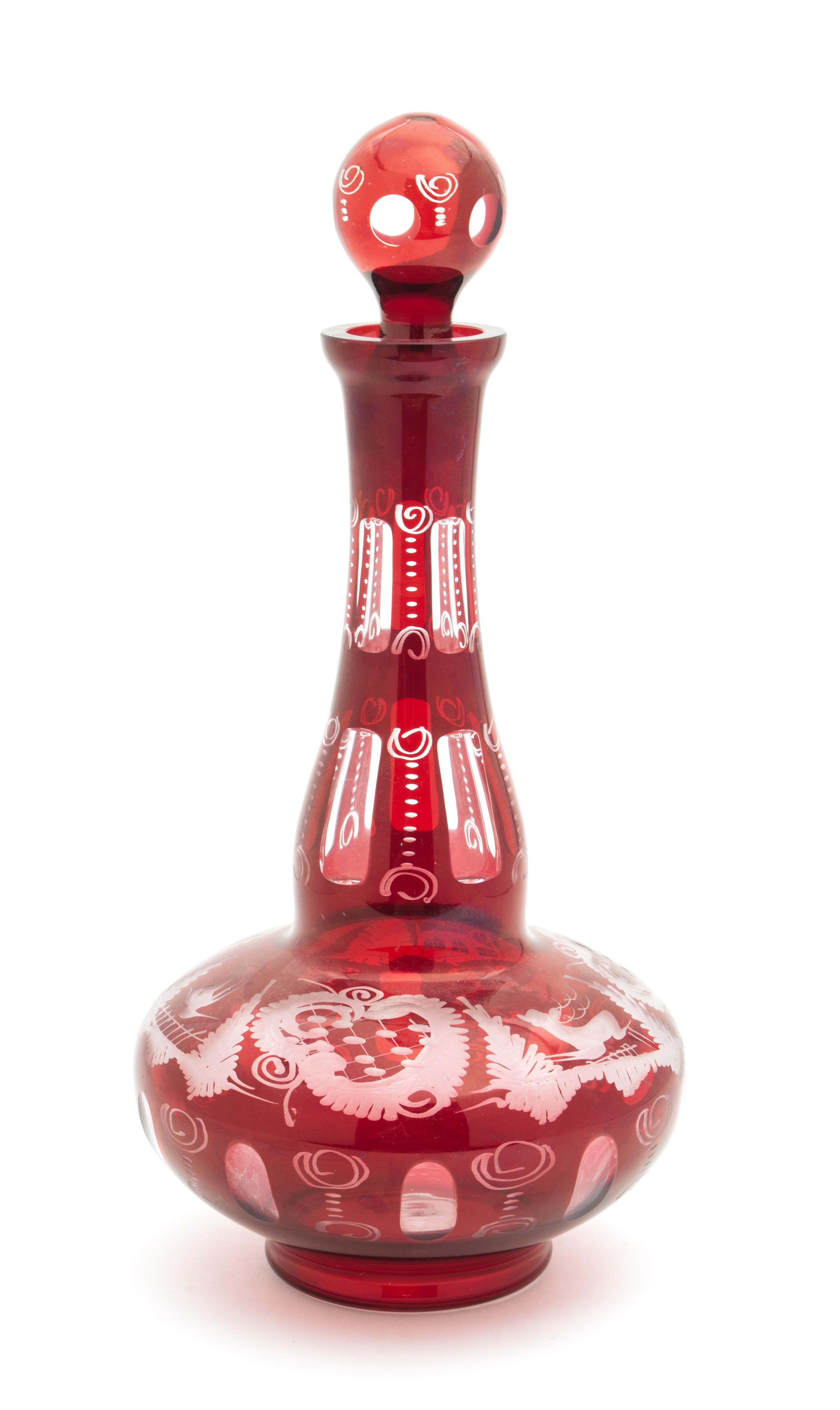 A Bohemian Cut to Clear Decanter Height 14 1/4 inches. — SECOND HALF 20TH CENTURY