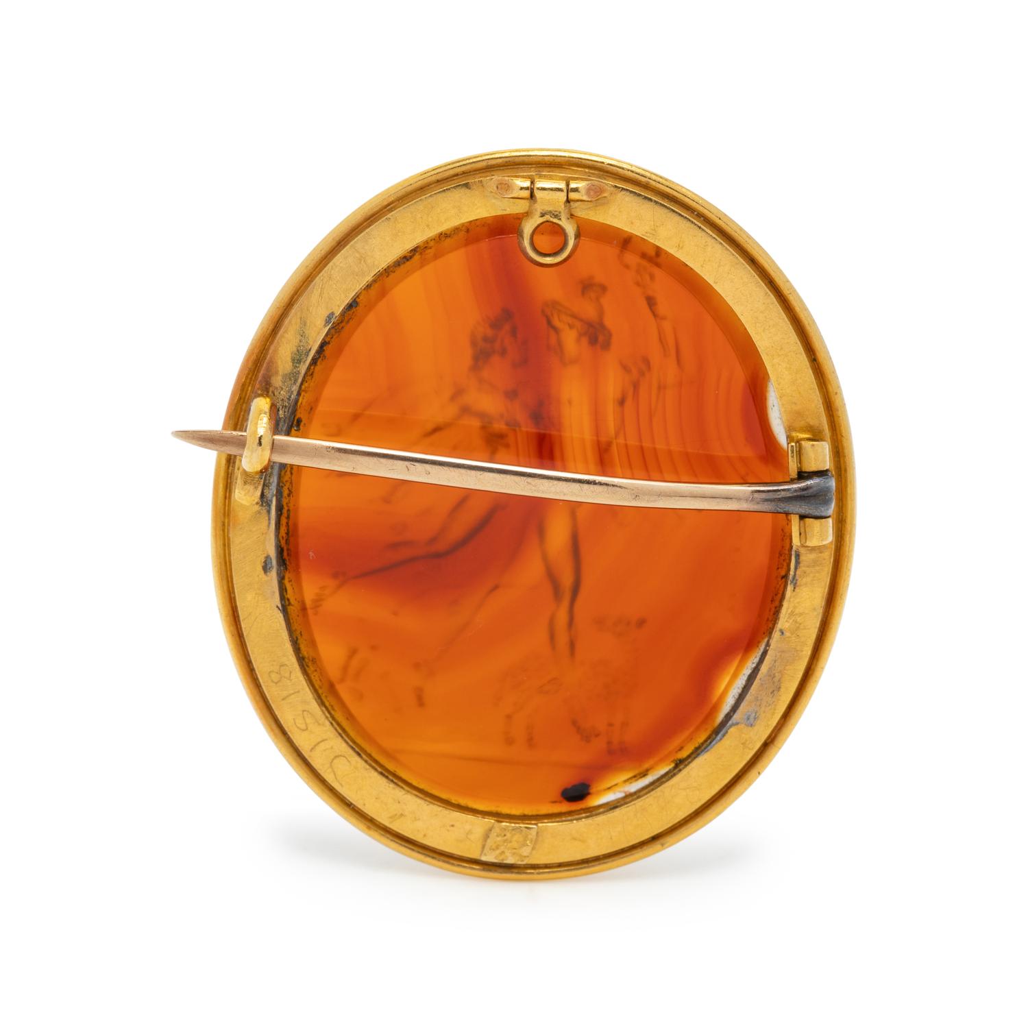 ANTIQUE, AGATE INTAGLIO BROOCH