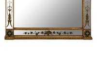 A Neoclassical Style Reverse-Painted Glass and Giltwood Mirror