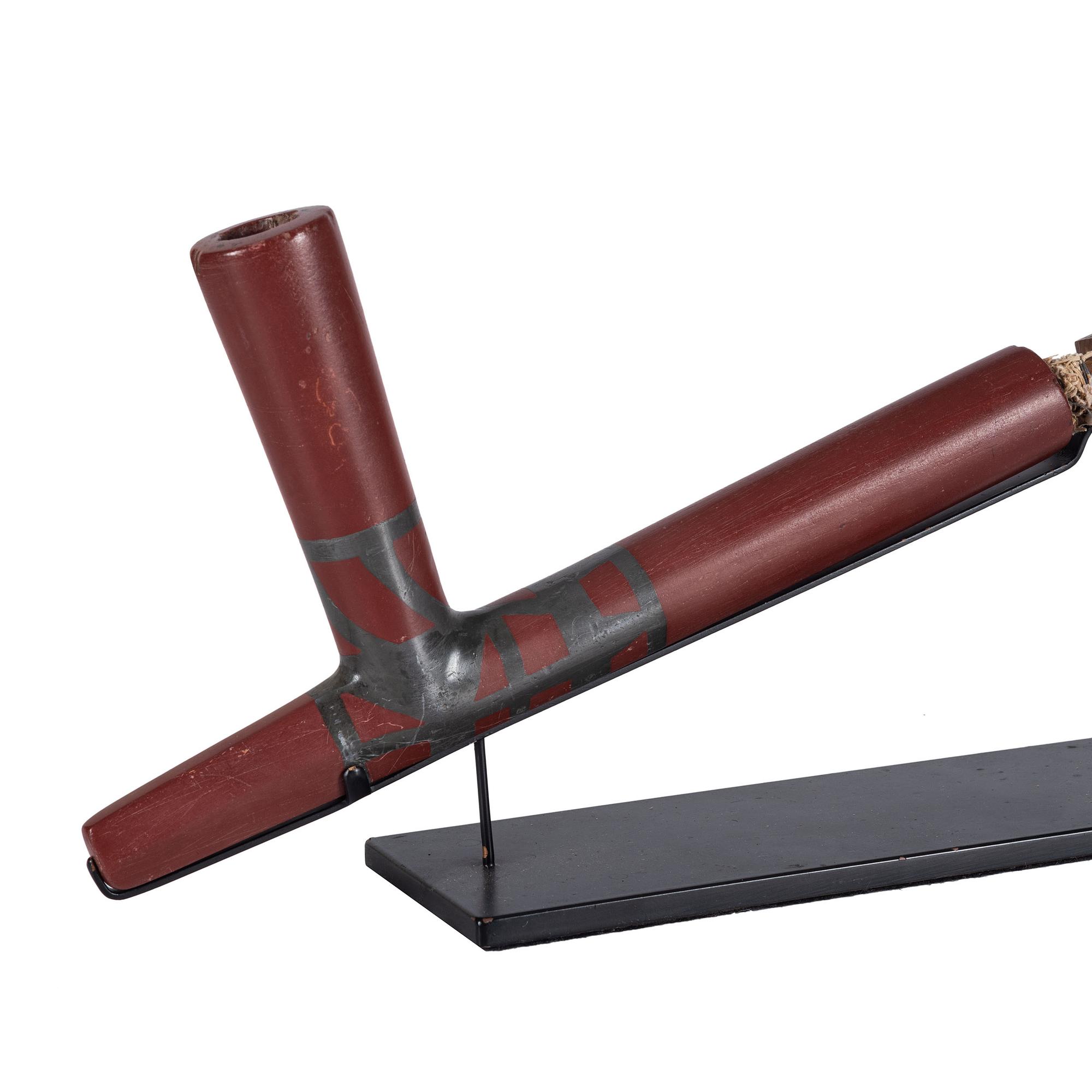 Sioux Quilled Pipe Stem, with Lead Inlaid Catlinite Bowl