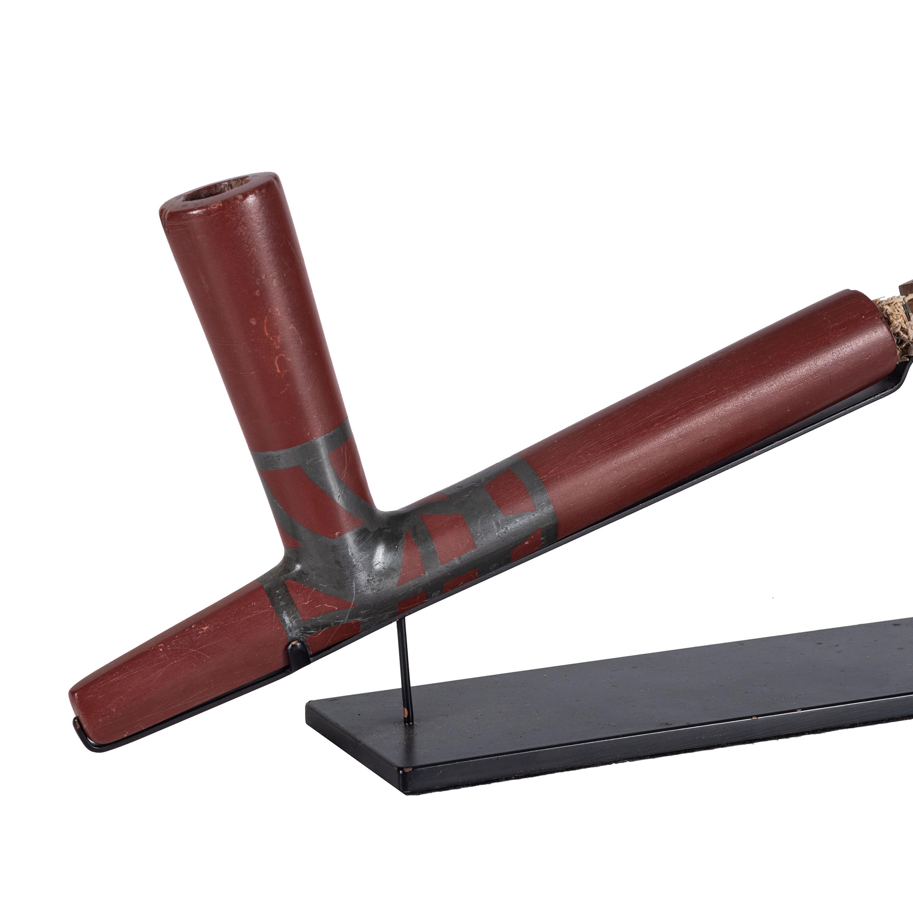 Sioux Quilled Pipe Stem, with Lead Inlaid Catlinite Bowl