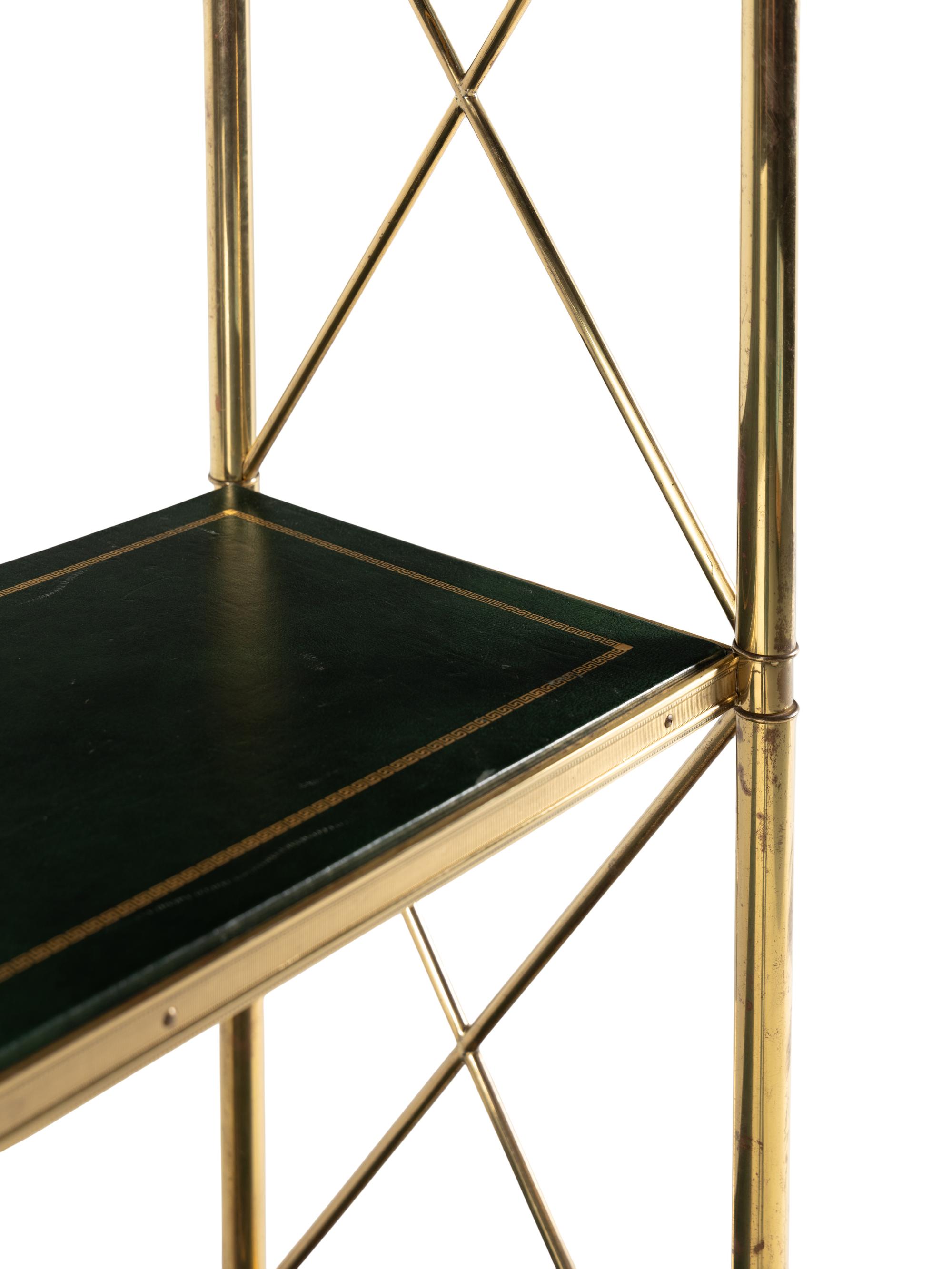 A Brass and Leather "Porter" Étagère