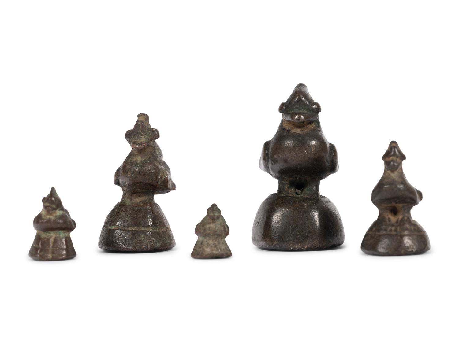 A Group of Five Bronze Brahmani Duck Weights