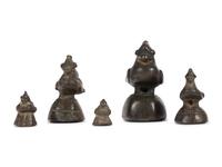 A Group of Five Bronze Brahmani Duck Weights