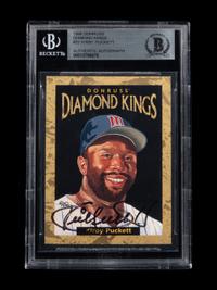 A 1996 Donruss Diamond Kings Kirby Puckett Signed Autograph Baseball Card No. DK-22 (Beckett Authentication Services BAS Certified)