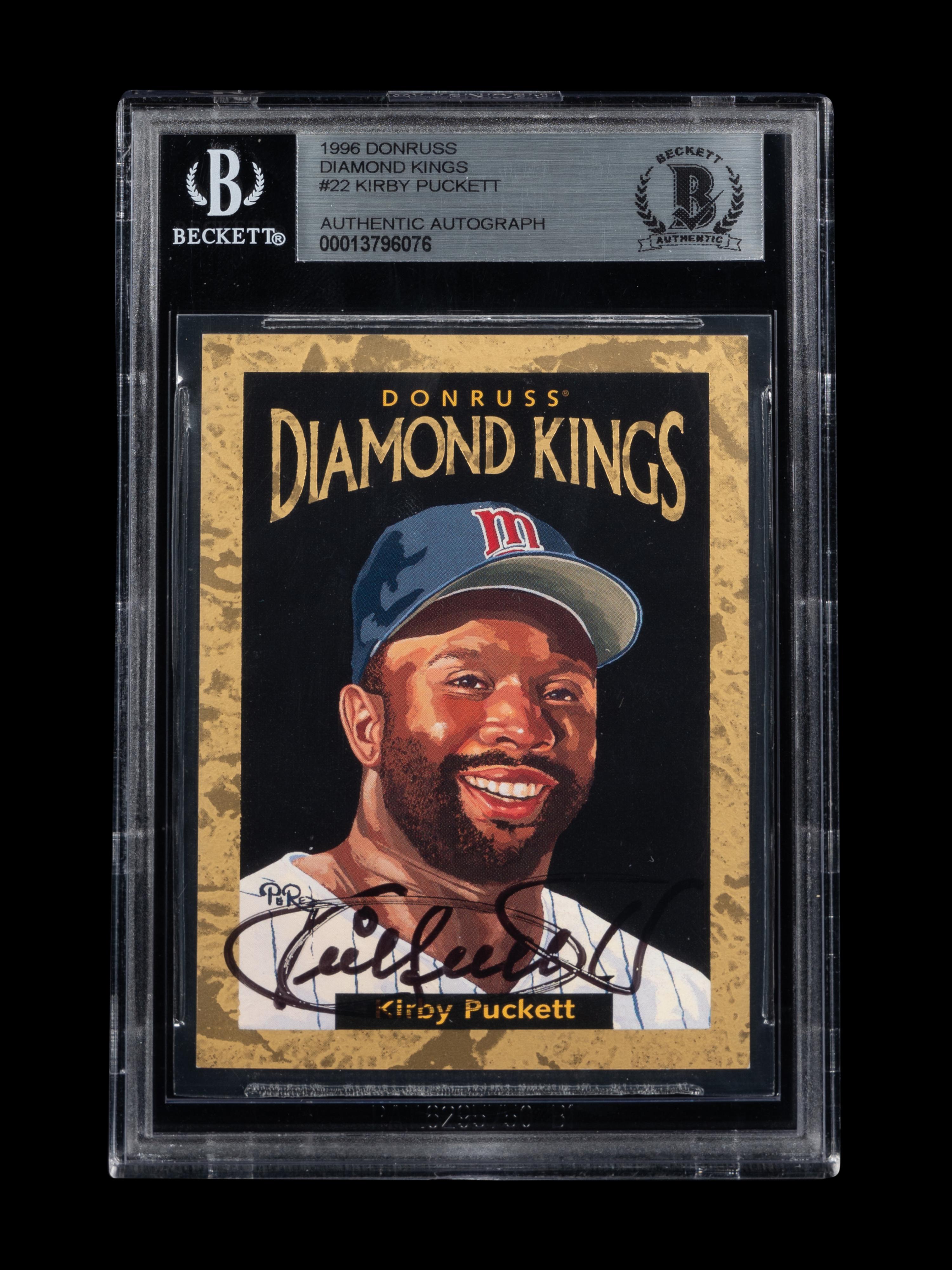 A 1996 Donruss Diamond Kings Kirby Puckett Signed Autograph Baseball Card No. DK-22 (Beckett Authentication Services BAS Certified)