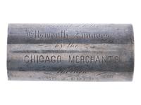 [CIVIL WAR -- ZOUAVES]. Presentation silver flag staff collar with inscription to the Ellsworth Zouaves from the Chicago Merchants. 27 July 1868.